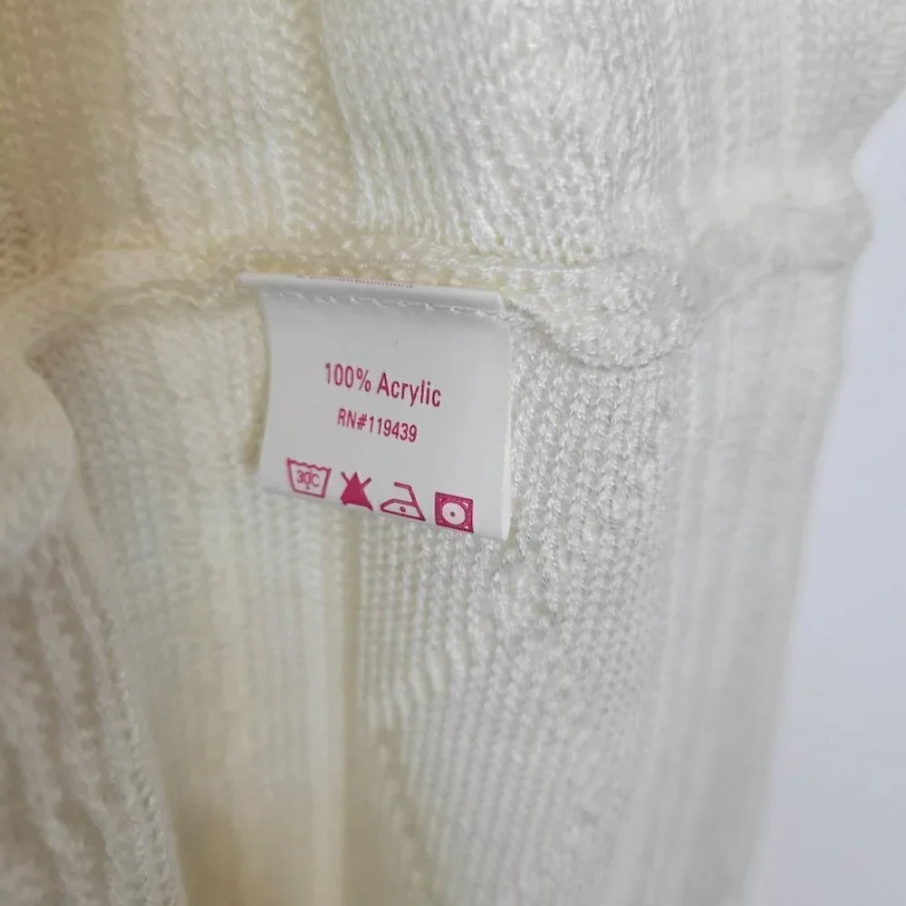 Cream Color Neutral Fine Knit Sweater Dress Women's Size Medium - Picture 10 of 13